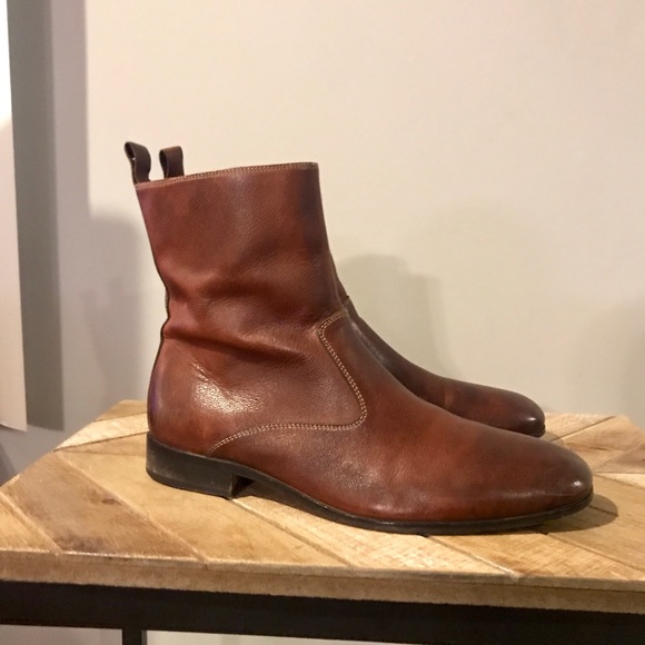 Brown leather boots main image 6